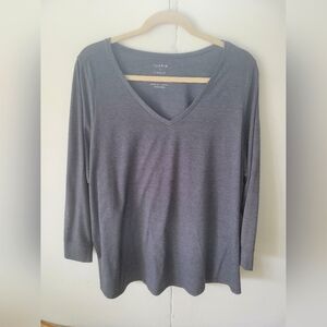 Grey long sleeve V neck tee from Torrid